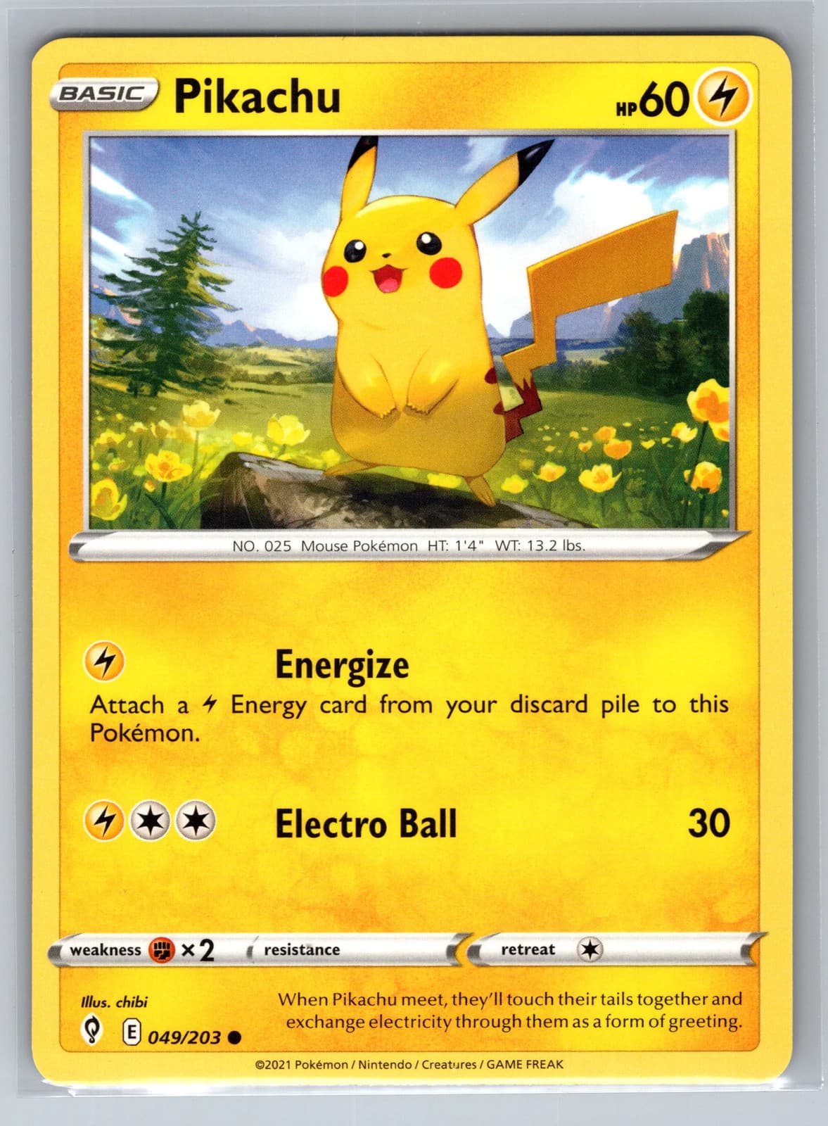 Pikachu #49/203 2021 Evolving Skies Pokemon TCG