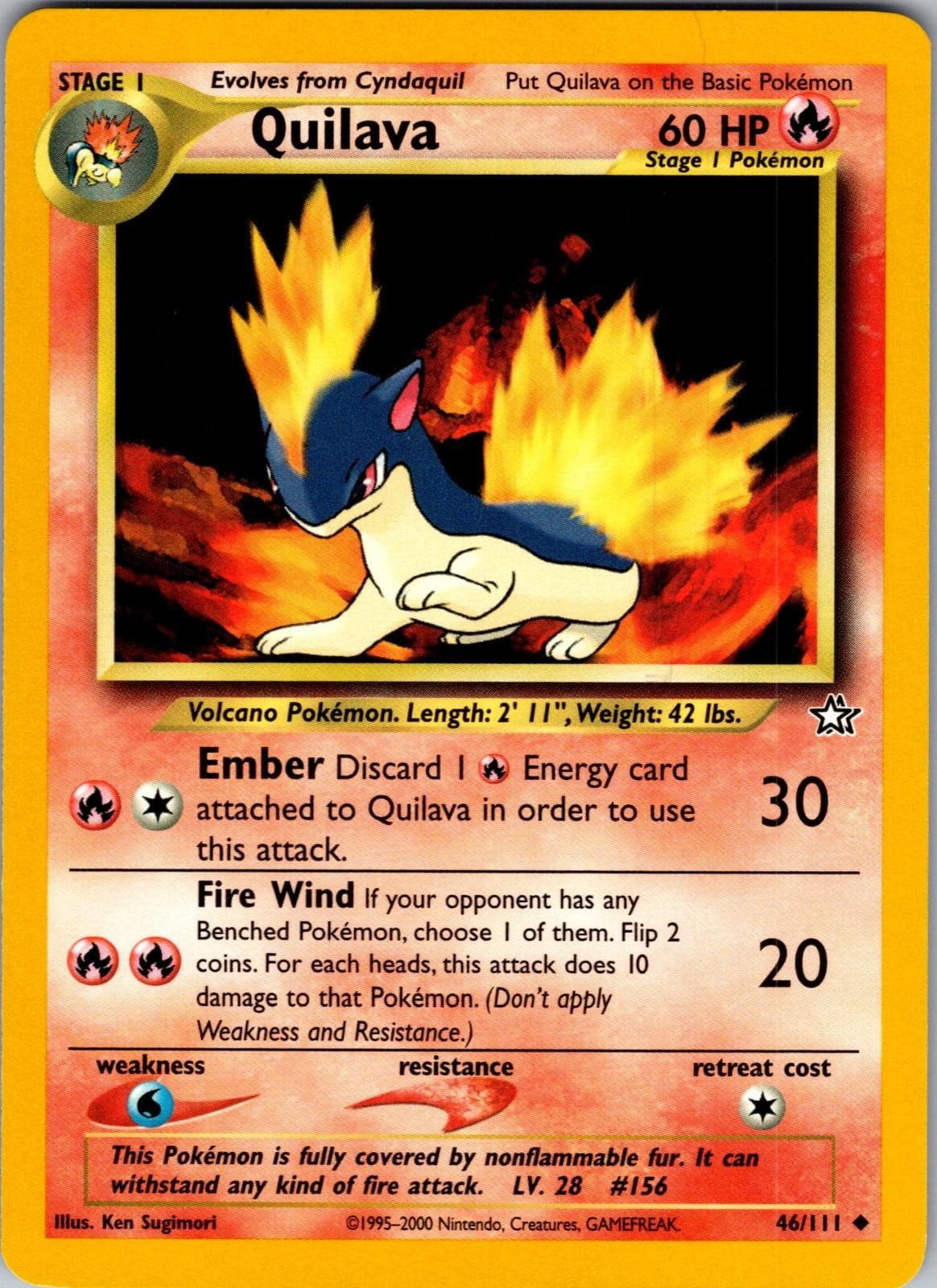 Quilava 46/111 Uncommon Neo Genesis Pokemon Unlimited Near Mint