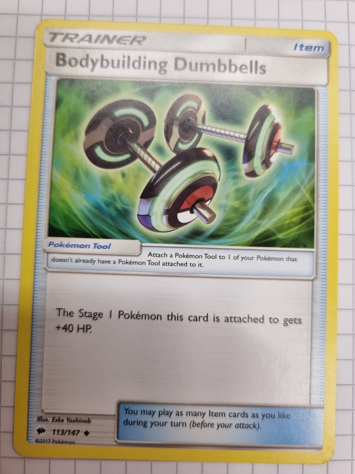 Pokémonkarte Bodybuilding-Hanteln 113/147 Nacht in Flammen Original
