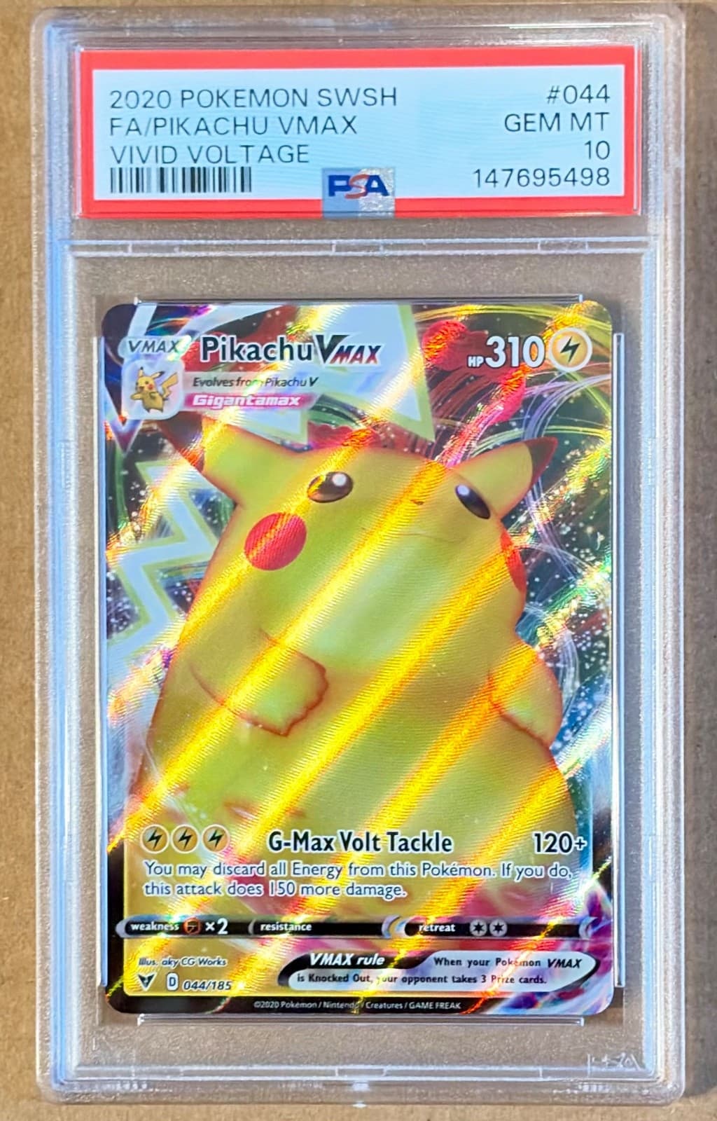 PSA 10 Pikachu VMAX 044/185 2020 Pokemon Vivid Voltage