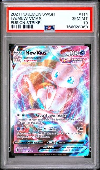 2021 POKEMON SWORD & SHIELD FUSION STRIKE #114 FULL ART MEW VMAX PSA 10