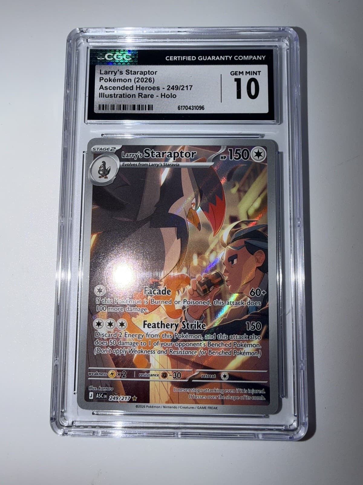 PSA 10 Larry's Staraptor Illustration Rare 249/217 Ascended Heroes 2026 Pokemon