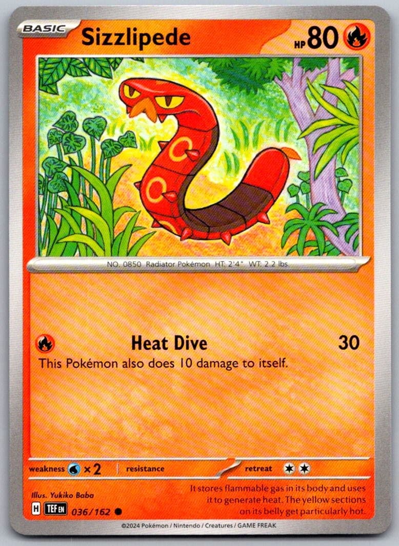 Sizzlipede Temporal Forces 036/162 Common PokéMon — English Near Mint