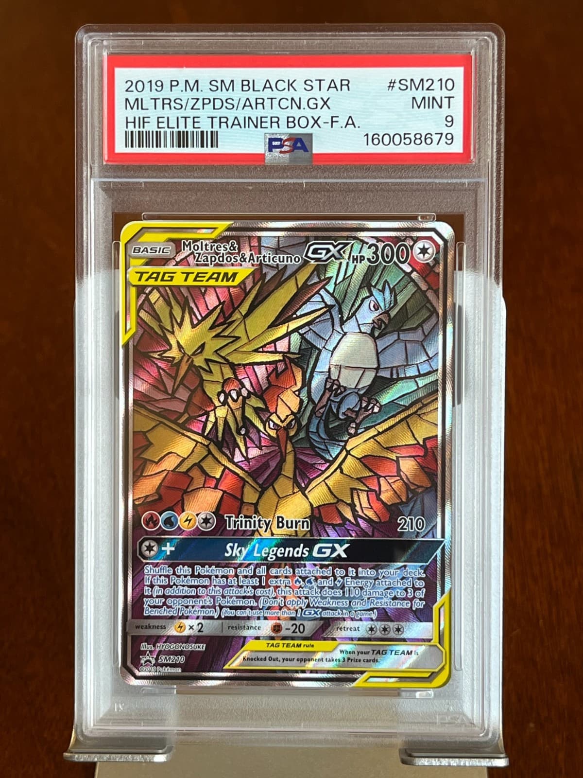 Pokemon Moltres & Zapdos & Articuno GX #SM210 Hidden Fates ETB Promo PSA 9