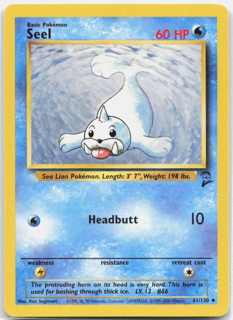Seel 61/130 Uncommon Base Set 2 Pokemon Near Mint