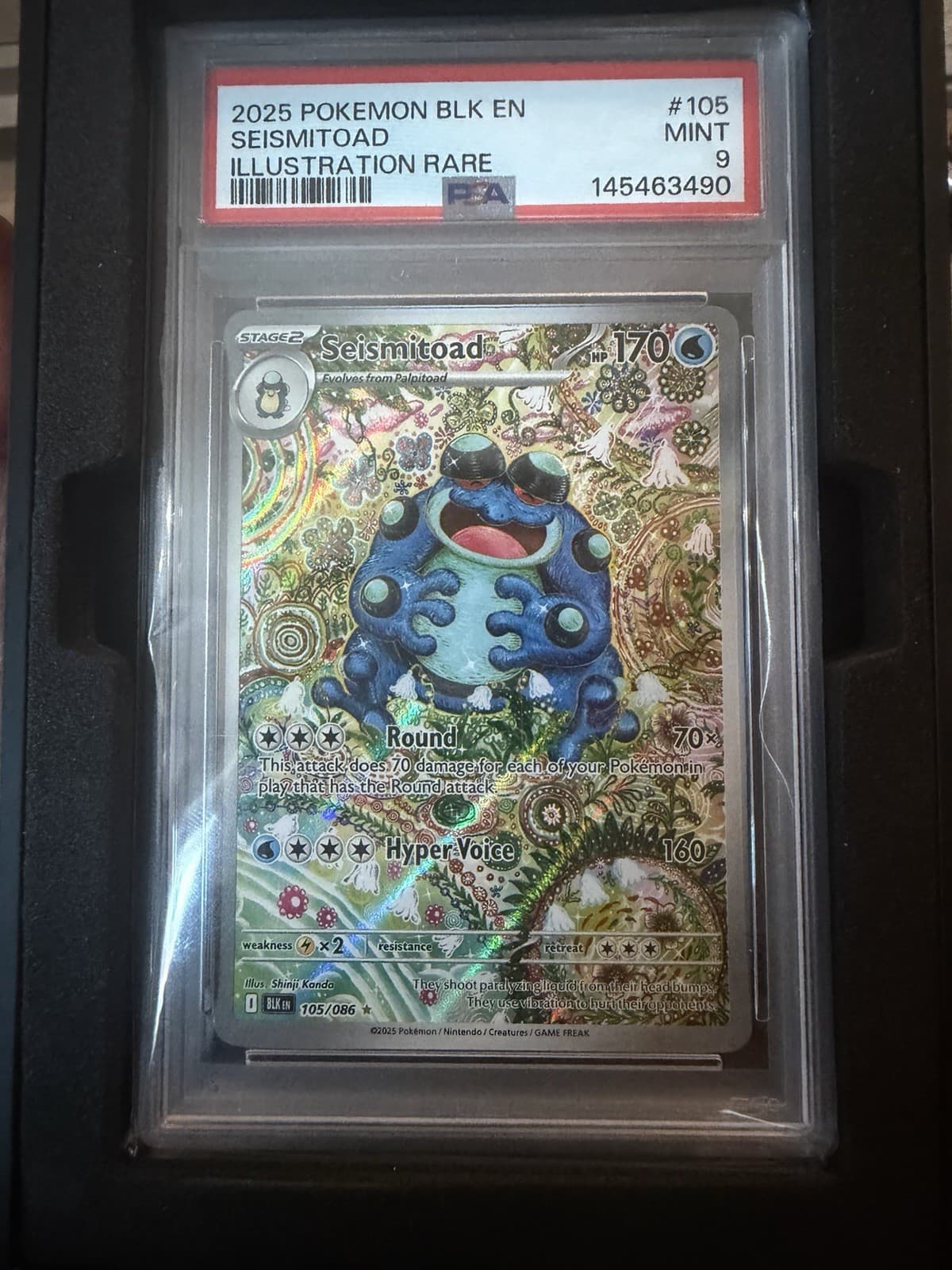 Seismitoad PSA 9 105/086 English Sv: Black Bolt Illustration Rare Holo