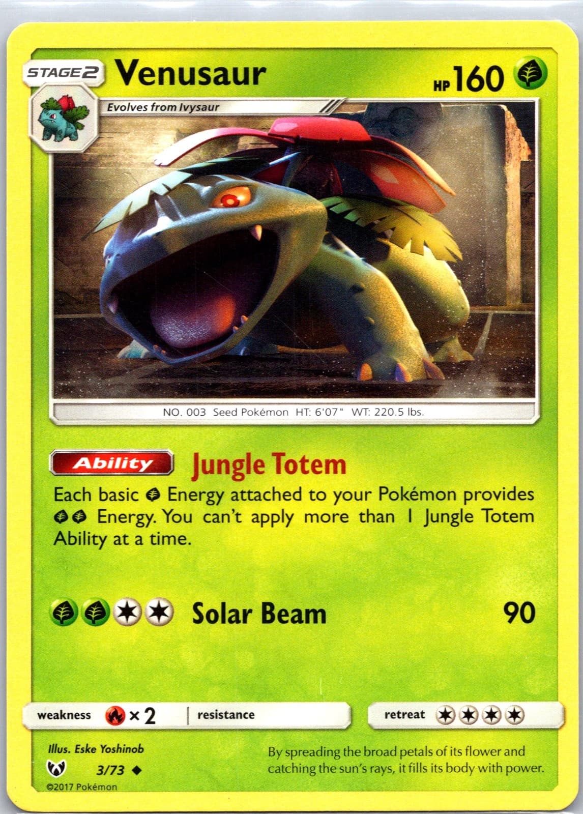 VENUSAUR 3/73 UNCOMMON SHINING LEGENDS POKEMON NEAR MINT