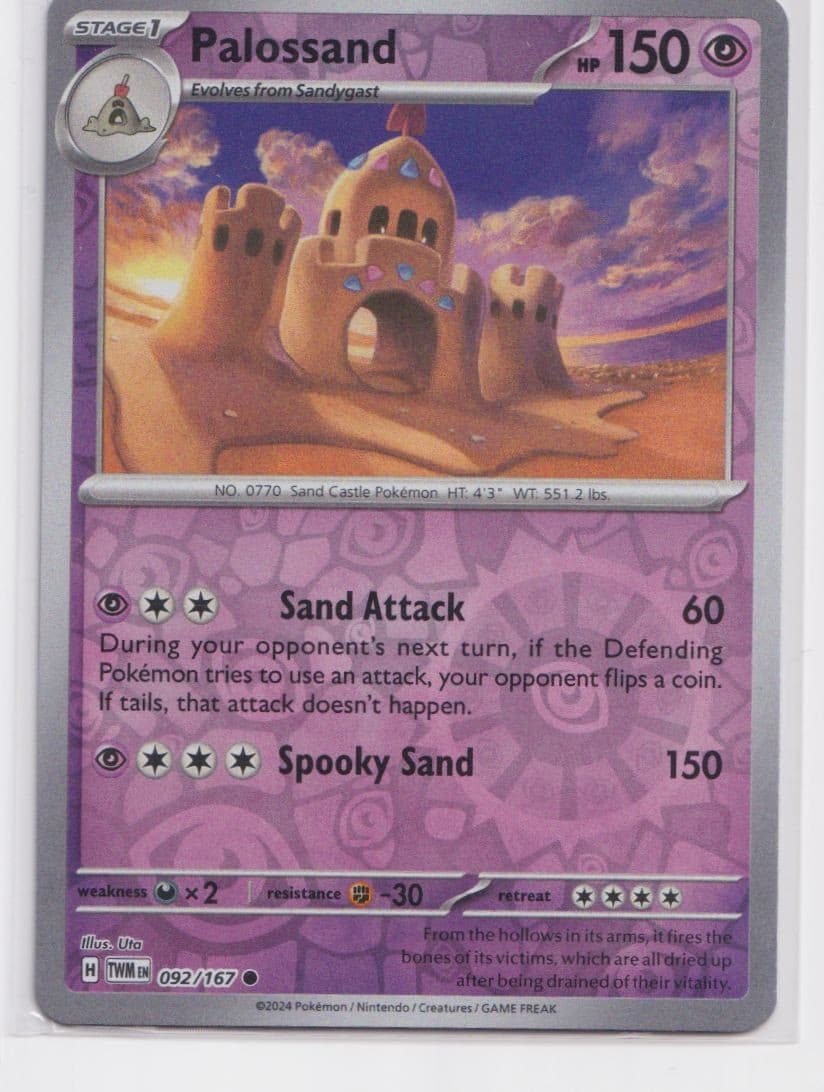 2024 Scarlet & Violet Series - Twilight Masquerade Palossand Rev Holo Common #92