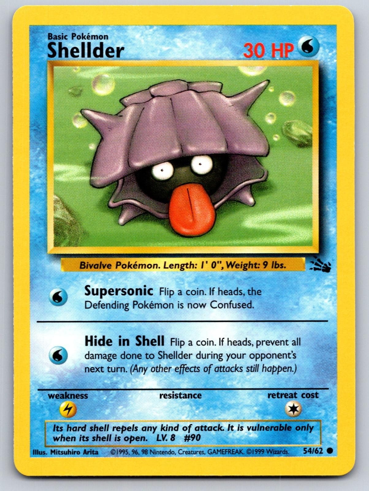 Shellder 54/62 Common Fossil Pokemon Unlimited Heavily Played