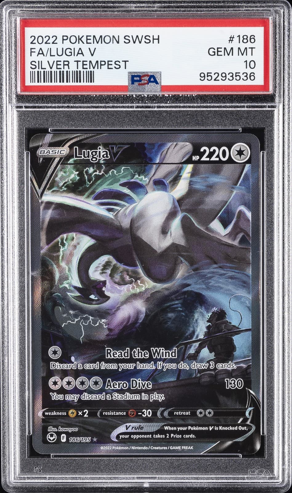 2022 POKEMON SWORD & SHIELD SILVER TEMPEST #186 FULL ART/LUGIA V PSA 10