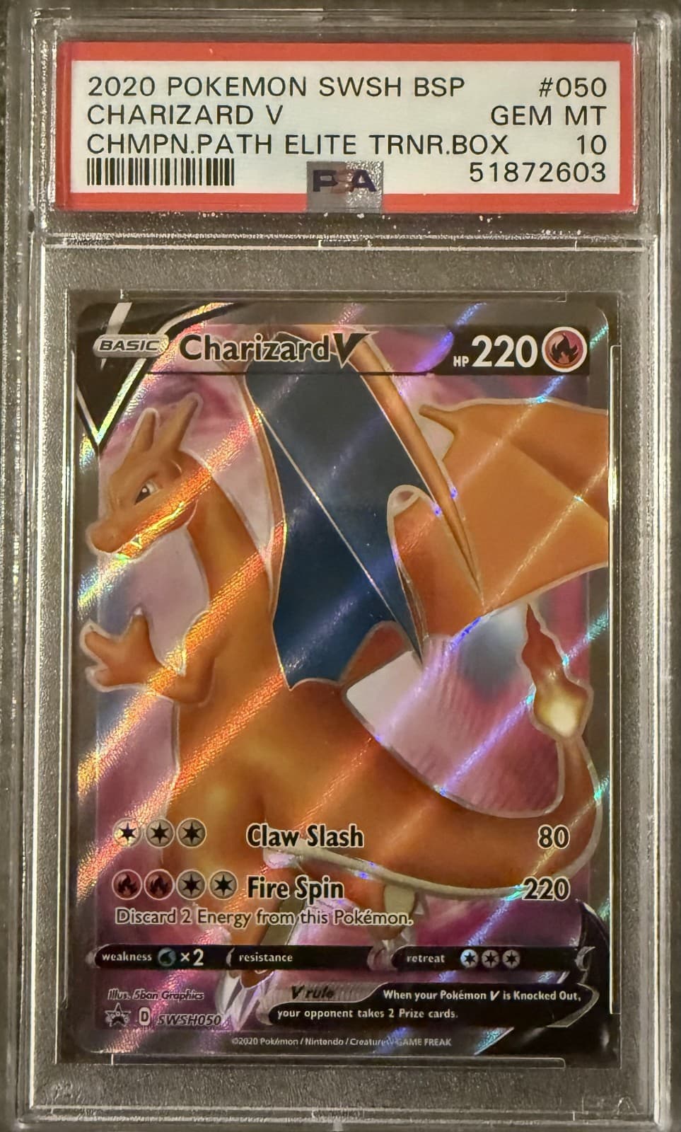2020 Pokémon SWSH Charizard V SWSH050 BSP Champion's Path ETB Promo PSA 10