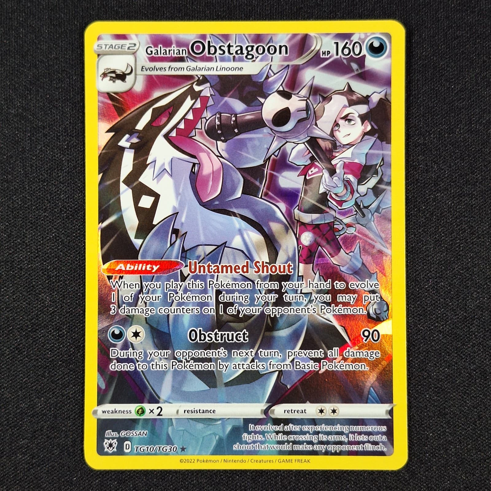 Pokemon TCG SWSH Astral Radiance Galarian Obstagoon TG10/TG30 Trainer Gallery NM