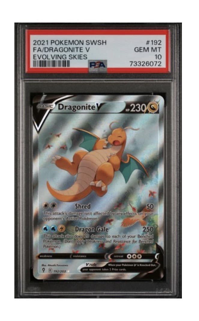 Dragonite V 192/203 Evolving Skies Alt Art Pokemon Card English PSA 10