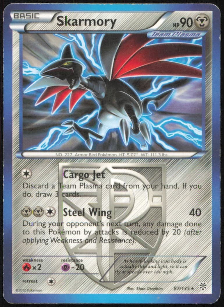 SKARMORY 87/135 RARE PLASMA STORM POKEMON LIGHTLY PLAYED