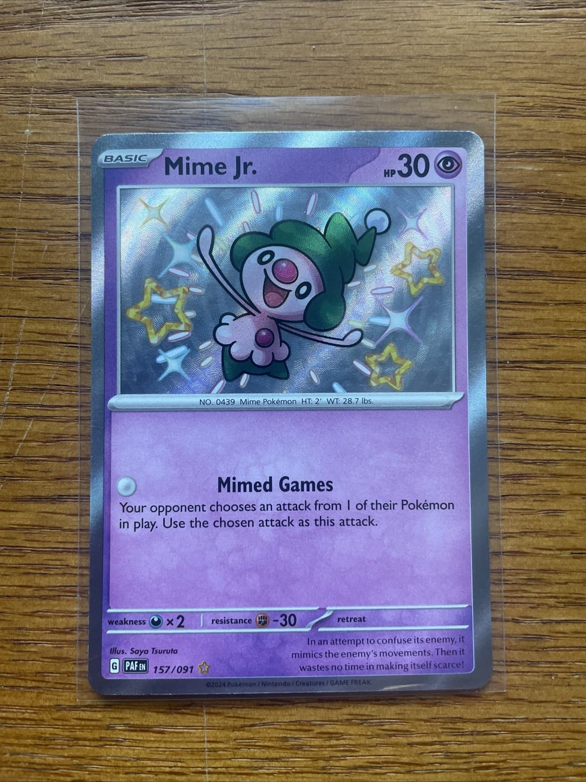 Pokemon Mime Jr. 157/091 Paldean Fates Shiny Holo Rare