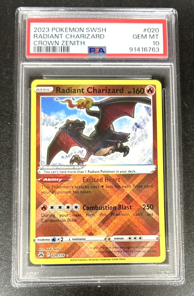 2023 Pokémon SWSH Crown Zenith Radiant Charizard #020/159 PSA 10 GEM MINT