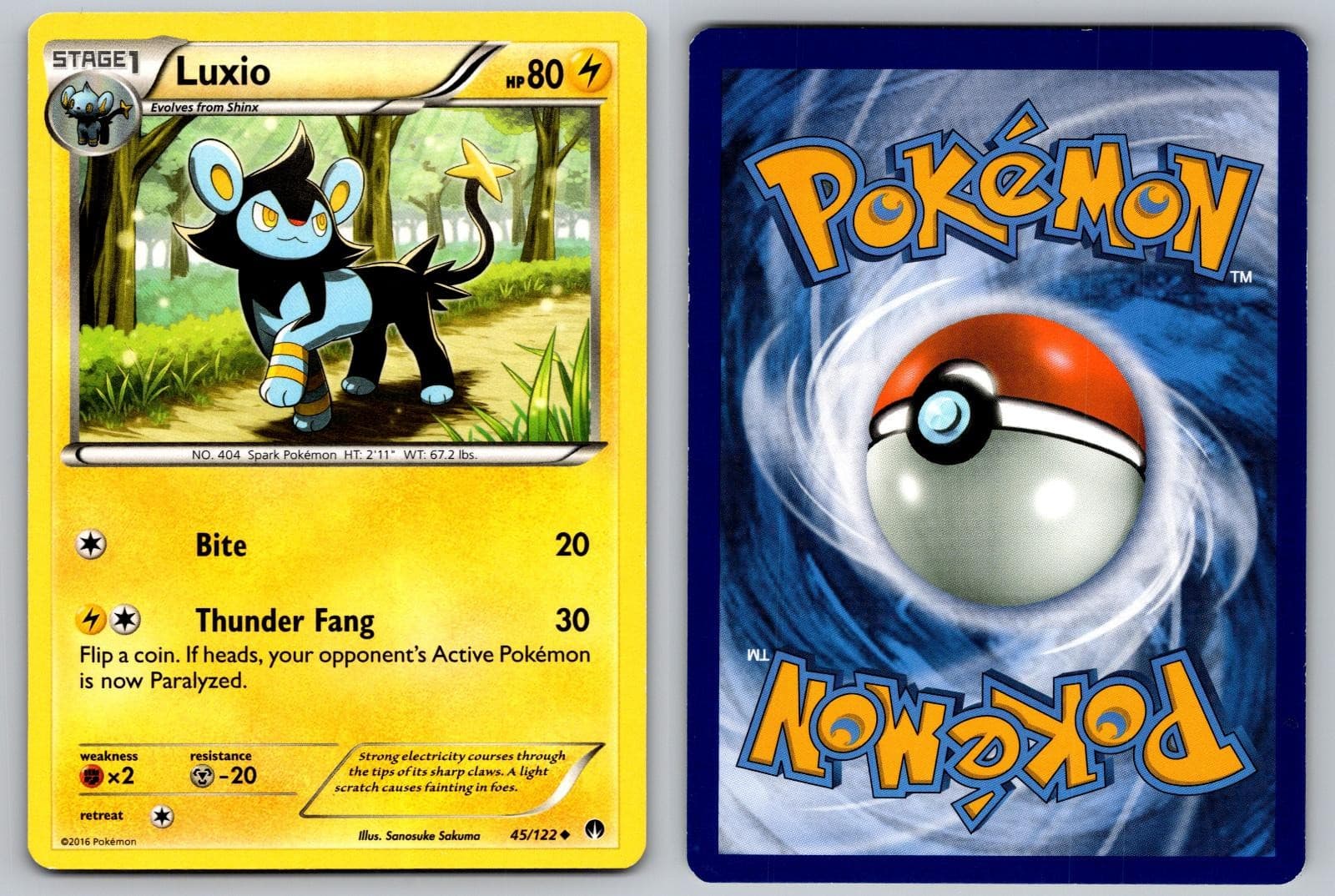 LUXIO 45/122 UNCOMMON BREAKPOINT POKEMON NM/M