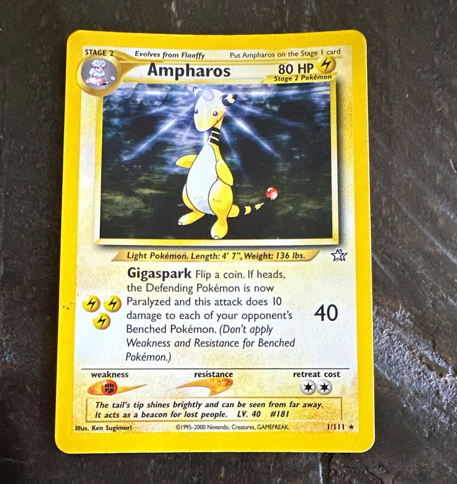 Pokémon TCG Nintendo Ampharos 1/111 Neo Genesis Holo Rare Unlimited English