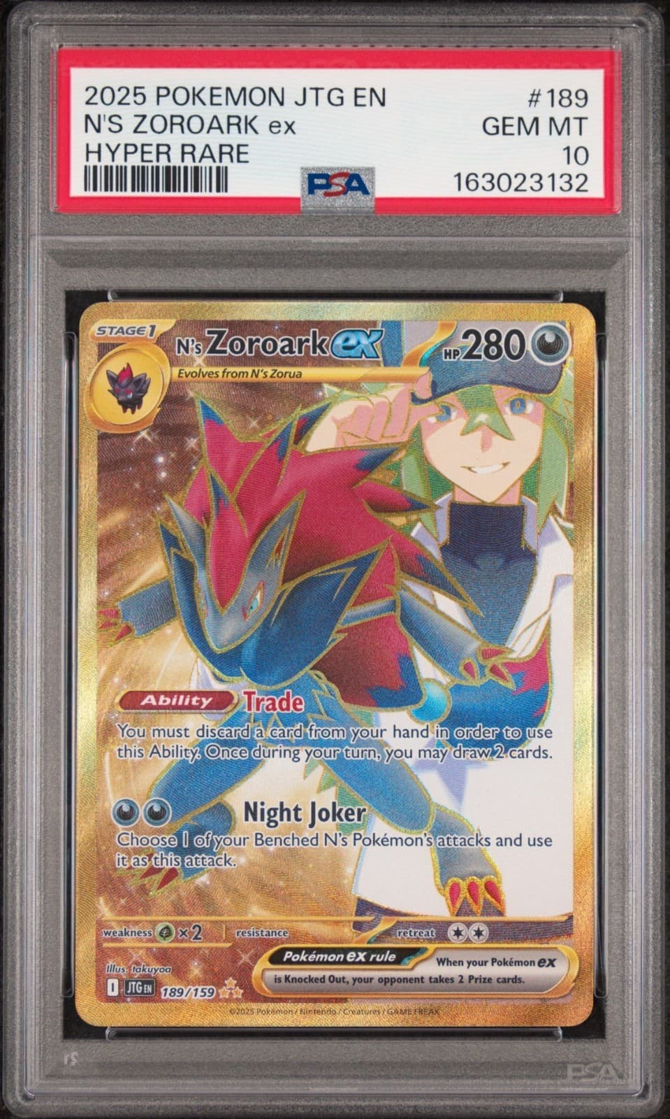 PSA 10 N's Zoroark ex 189/159 Sv09: Journey Together Holo