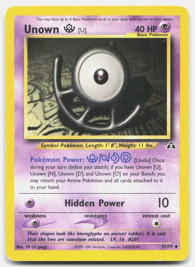 Neo Discovery Unown [U] 51/75 Heavily Played Pokemon Unlimited UC Tcg Card