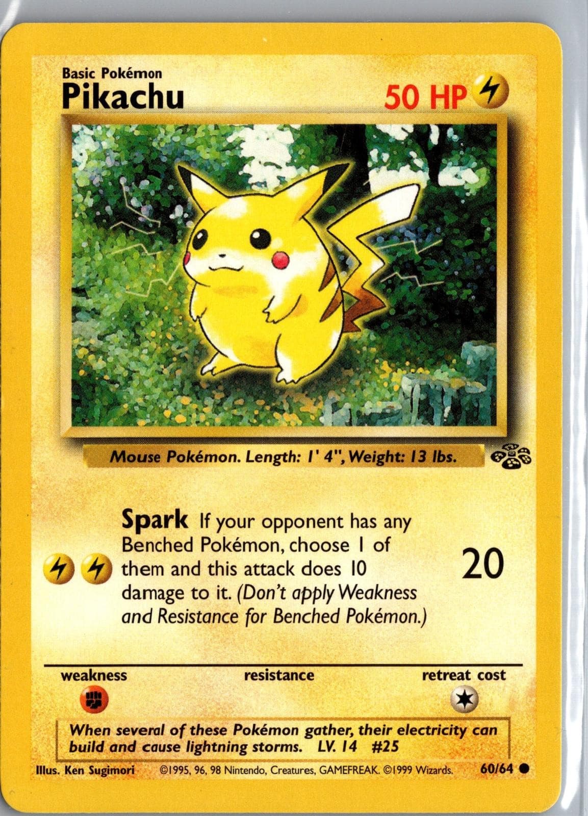 Pikachu 60/64 Common Jungle Pokemon Unlimited Lightly Played