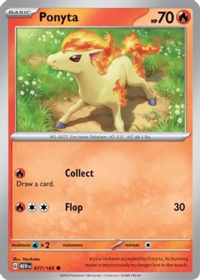 Ponyta - 077/165 - Common (Lp) Scarlet & Violet - 151 - Fire Pokémon