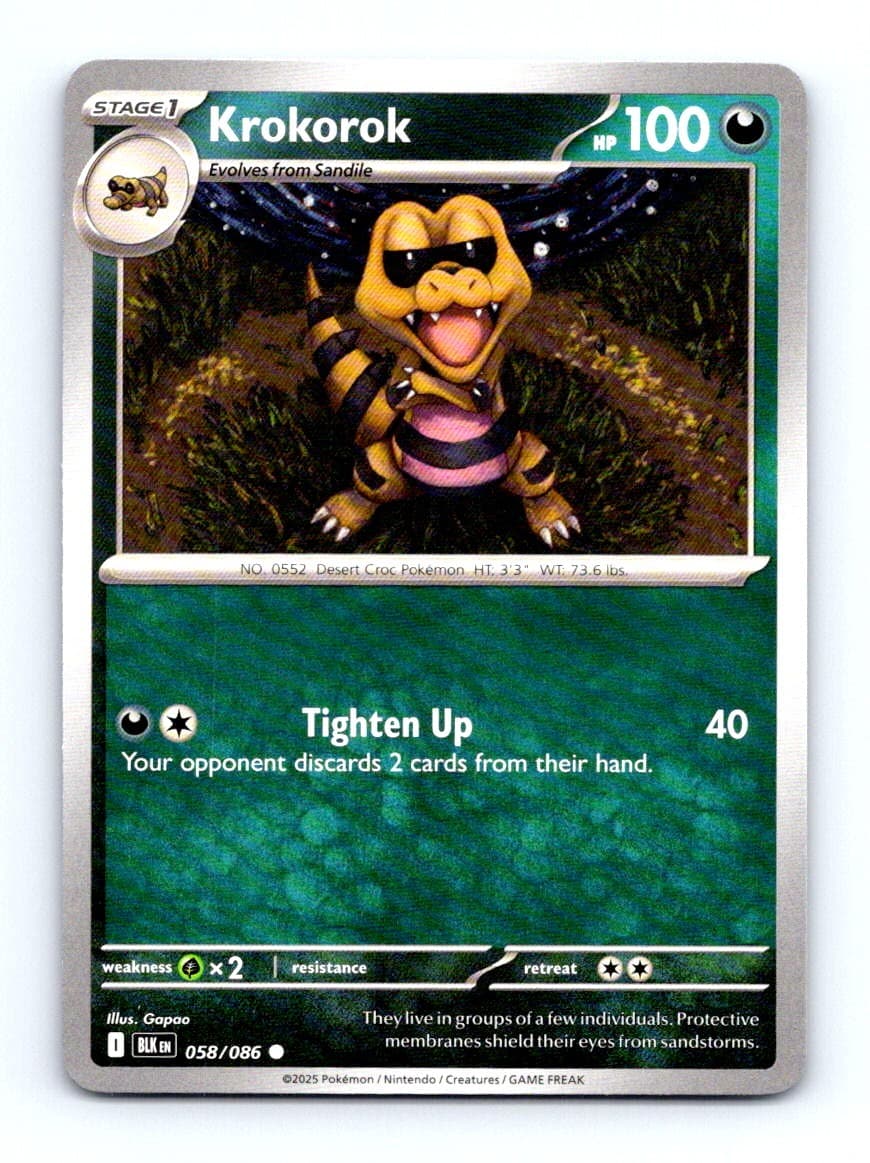 #58 2025 Pokemon Black Bolt * Krokorok BASE
