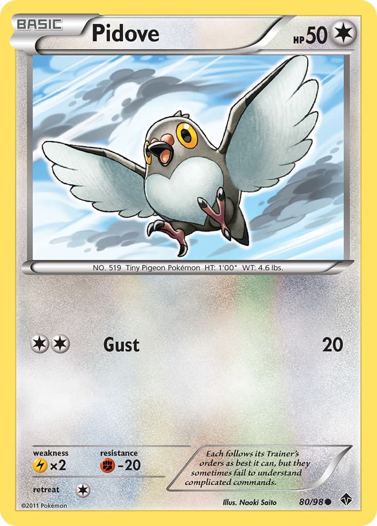 Pidove 80/98 Common Emerging Powers Pokemon Moderately Played