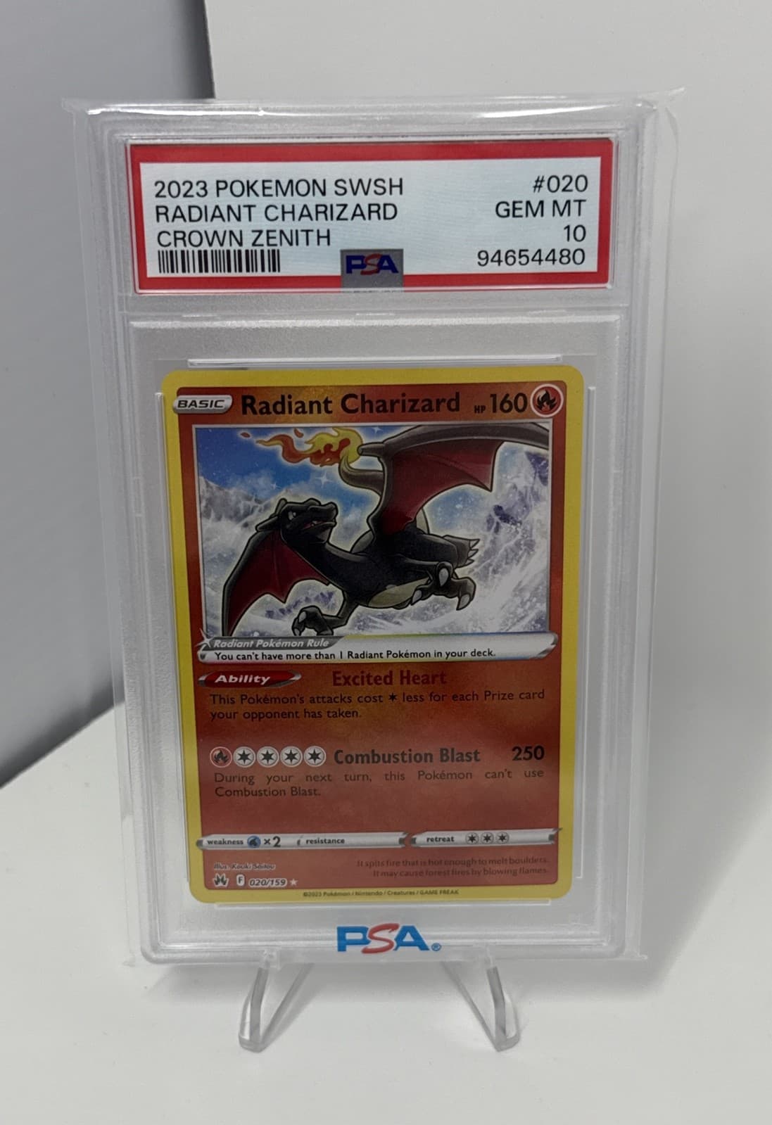 2023 POKEMON SWORD & SHIELD CROWN ZENITH #020 RADIANT CHARIZARD PSA 10
