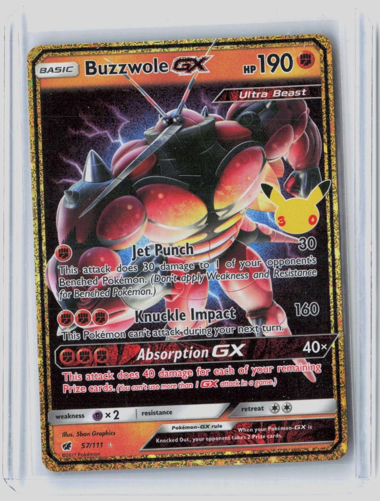 Buzzwole GX 57/111 Holo ME: 30th Celebration Classic Collection Pokemon NM
