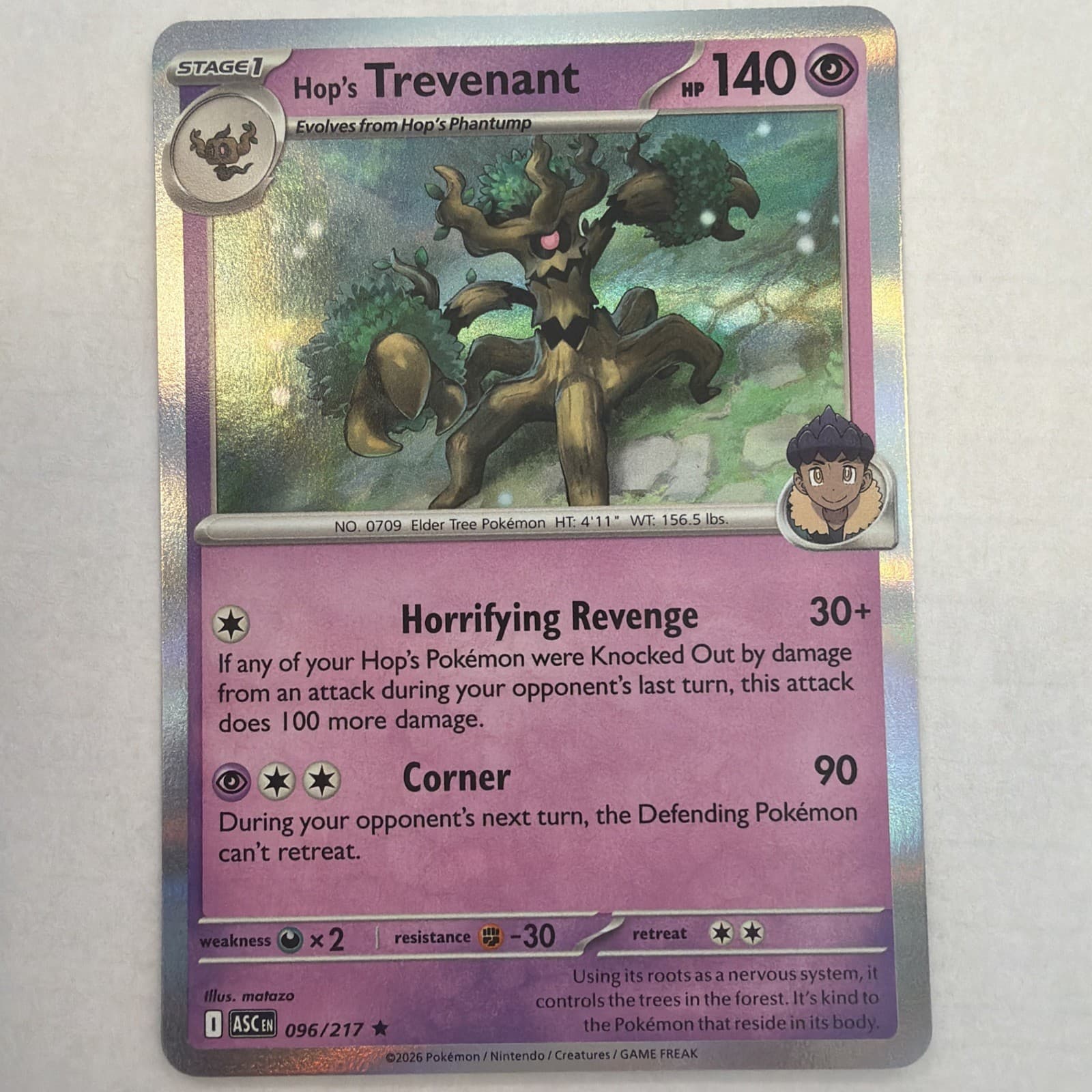 Hop's Trevenant 96/217 Rare Holo | Ascended Heroes | Pokemon Card