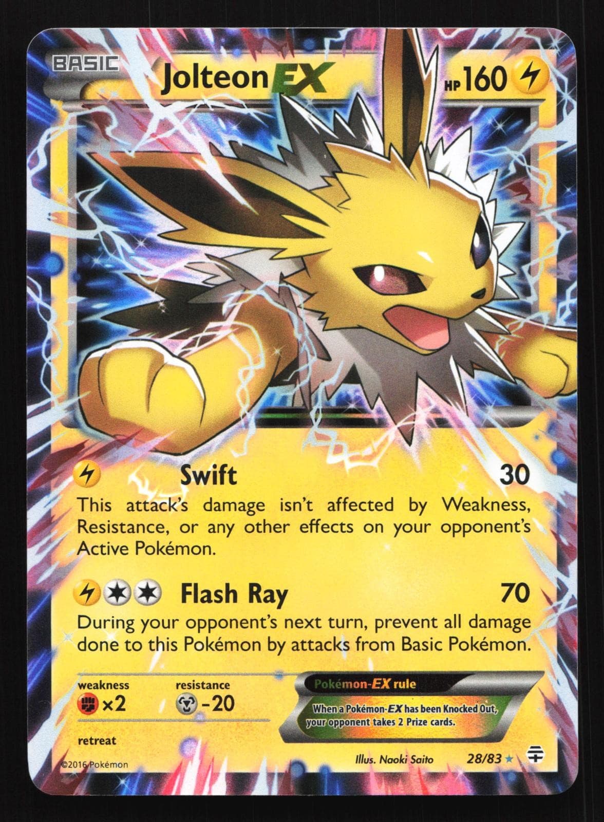Jolteon EX 28/83 Generations Holo Ultra Rare Pokemon Card