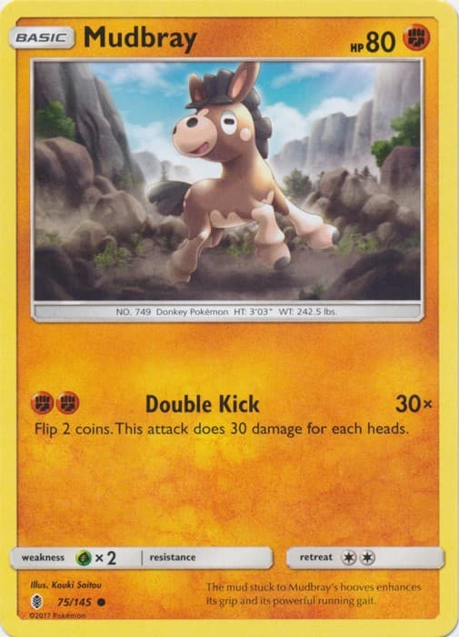 Mudbray - 75/145 - Common (Lp) Guardians Rising - Fighting Pokémon