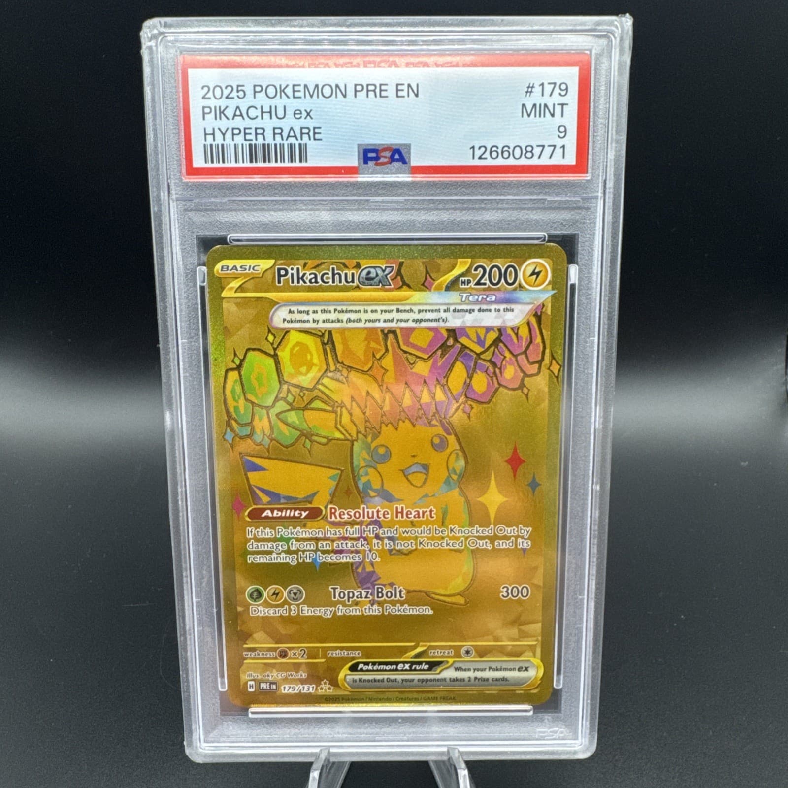 2025 POKEMON PRE EN-PRISMATIC EVOLUTIONS HYPER RARE #179 PIKACHU EX PSA 9