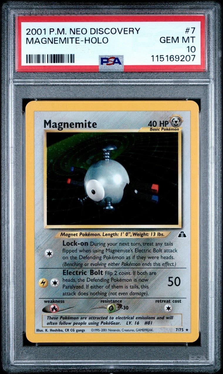 Pokemon Unlimited Neo Discovery #7 Magnemite Holo PSA 10 GEM MINT Trusted Seller