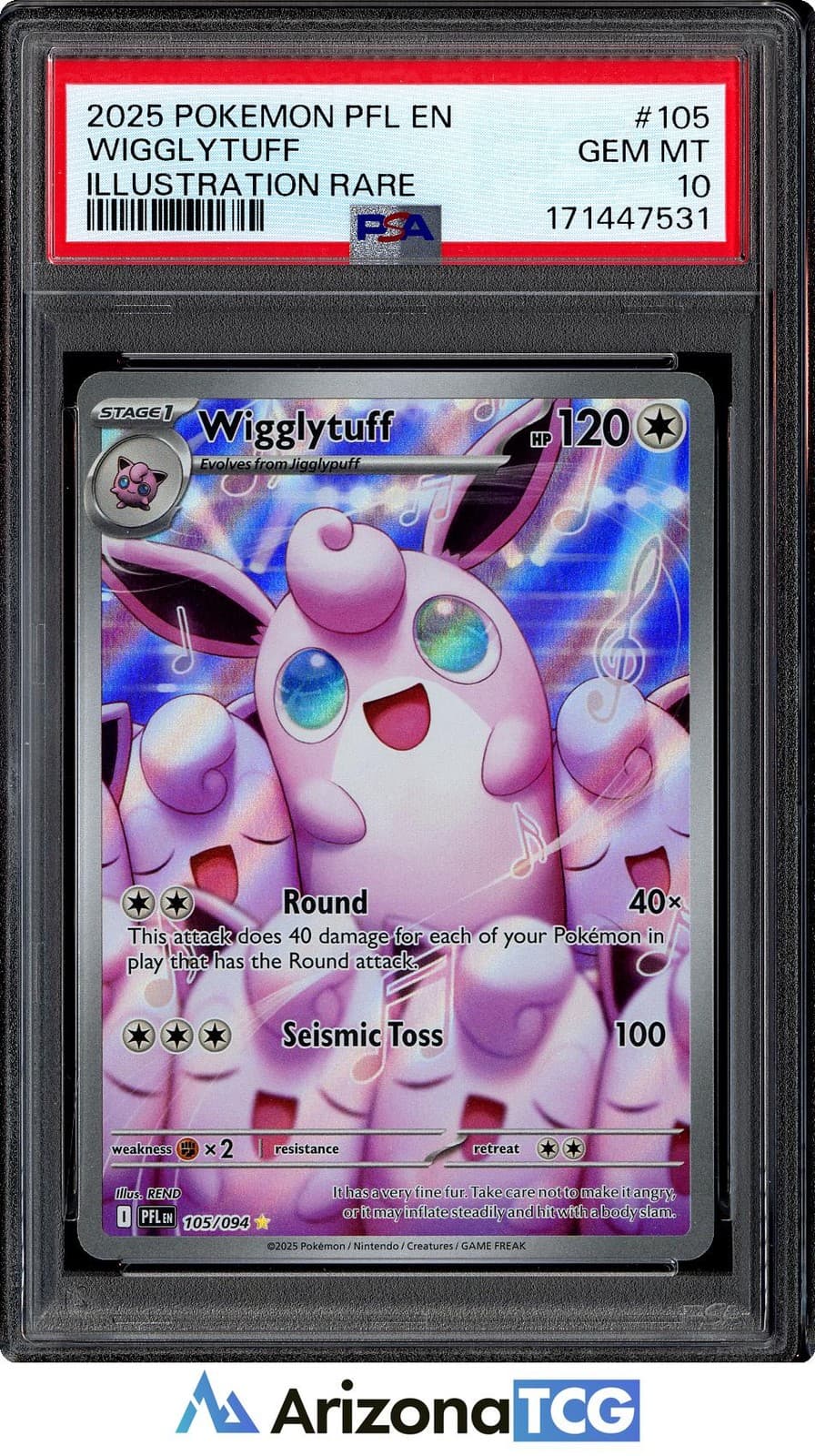 Pokemon 2025 Wigglytuff 105/094 IR Phantasmal Flames GEM MINT PSA 10
