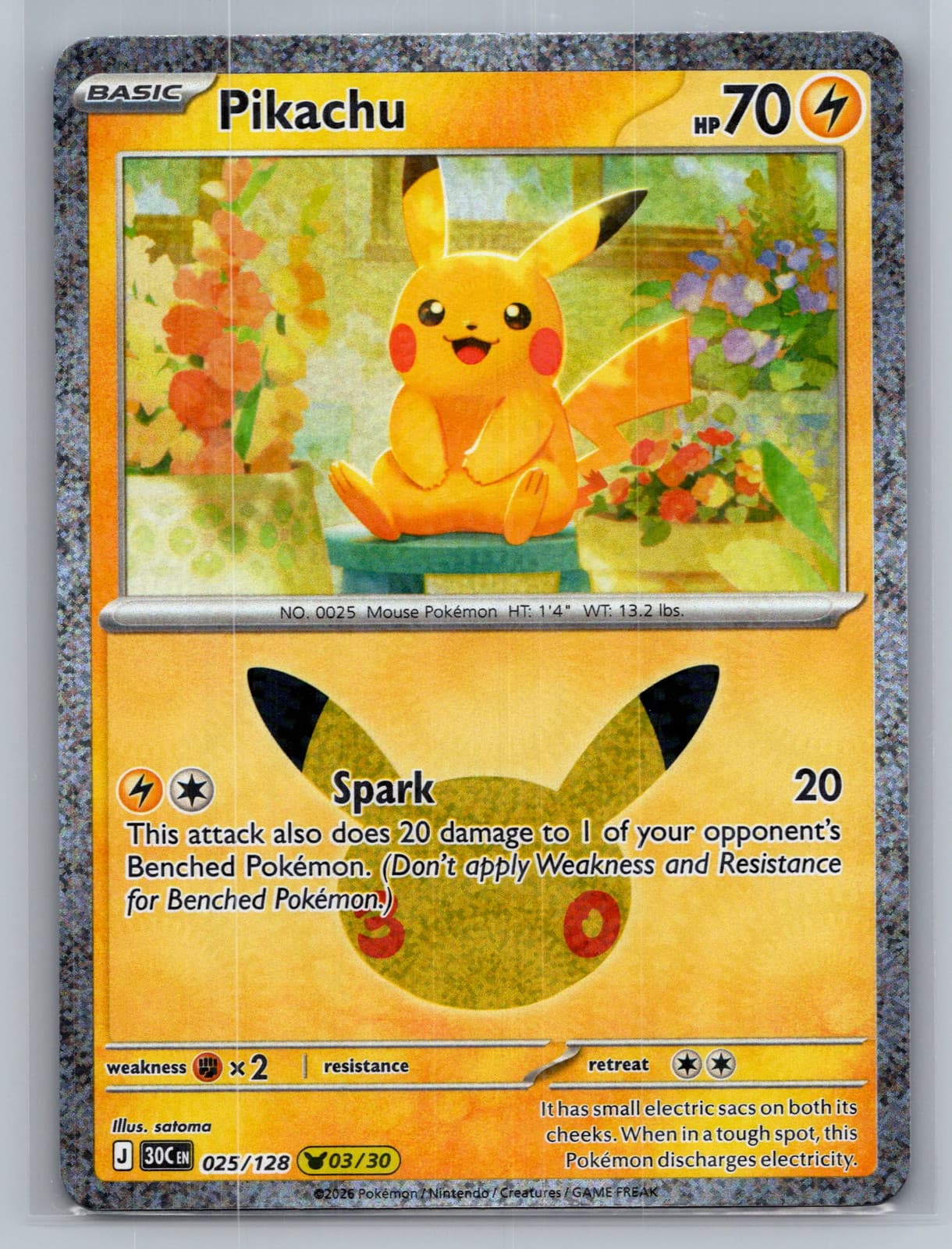 Pikachu #25/128 2026 30th Celebration Pokemon TCG