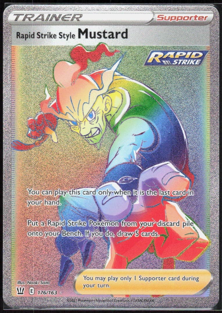 Rapid Strike Style Mustard (Secret) 176/163 Holofoil ScR SWSH05 NM Pokemon