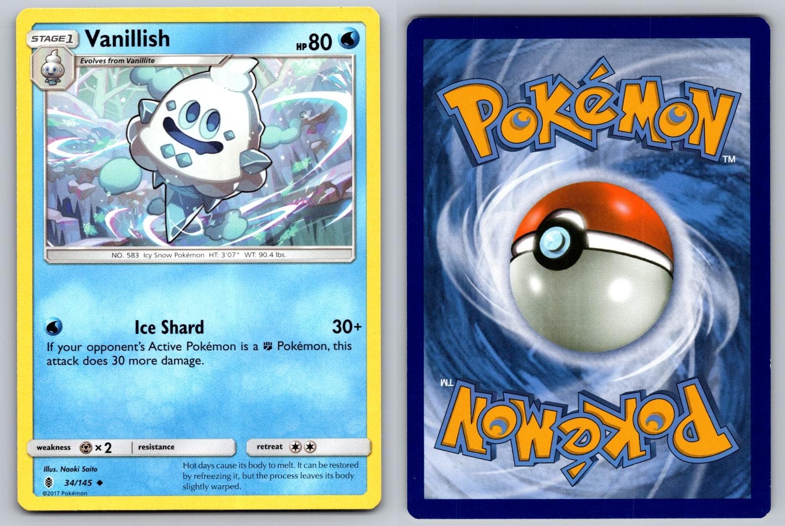 VANILLISH 34/145 UNCOMMON GUARDIANS RISING POKEMON NM/M