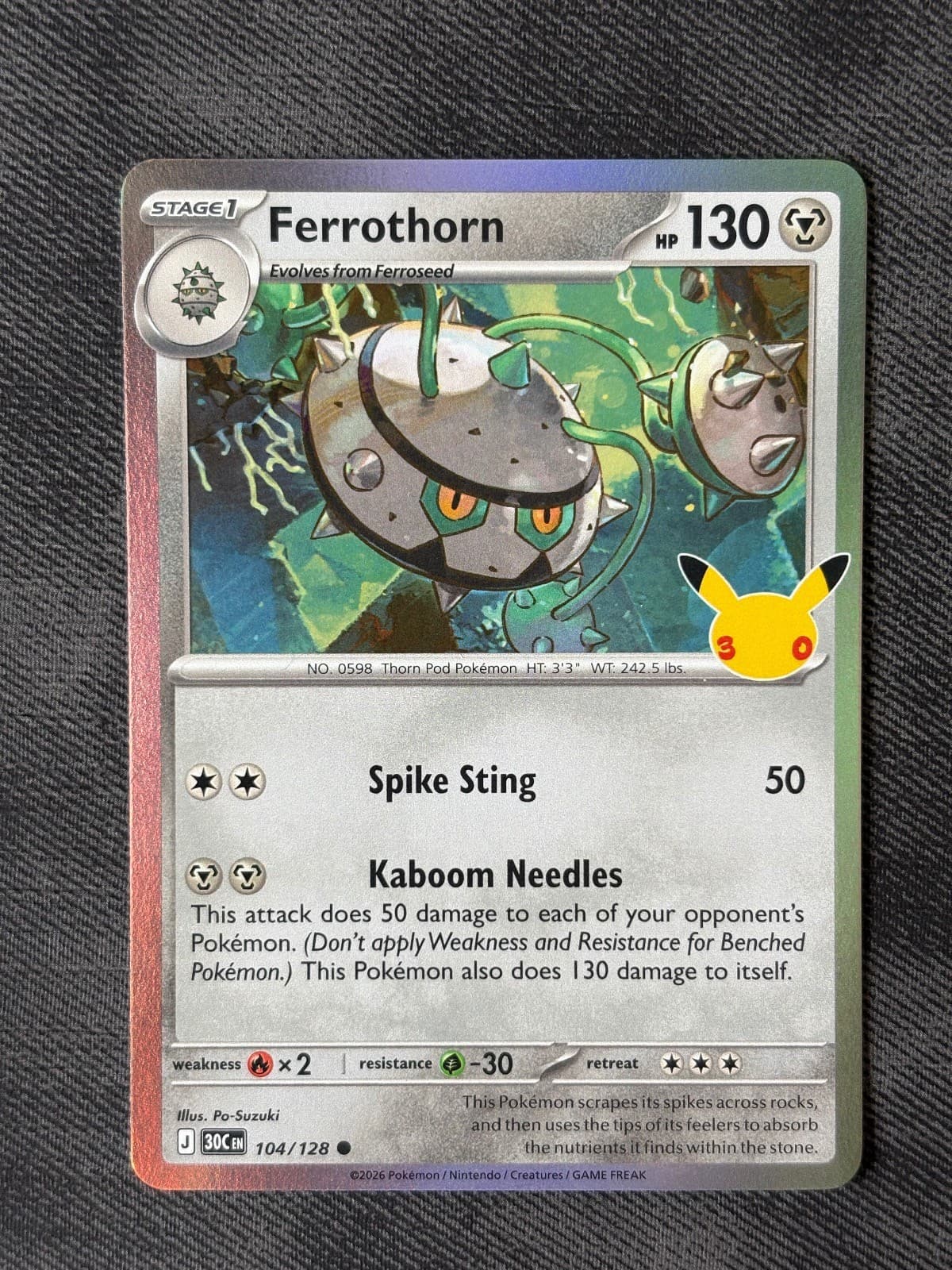 Ferrothorn 104/128 ME: 30th Celebration Pokemon Holo Near Mint