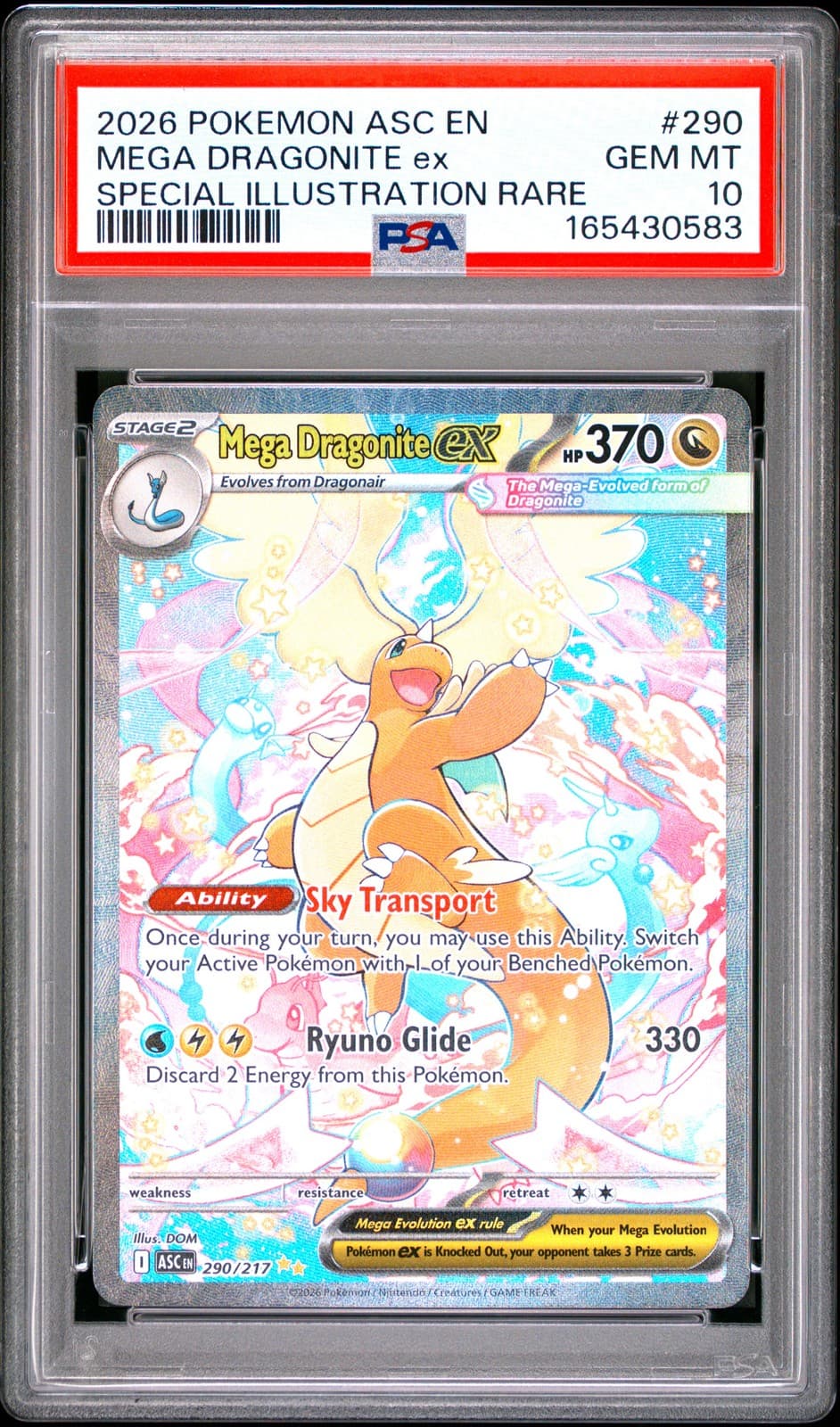 2026 POKEMON ASC EN-ASCENDED HEROES #290 MEGA DRAGONITE EX PSA 10