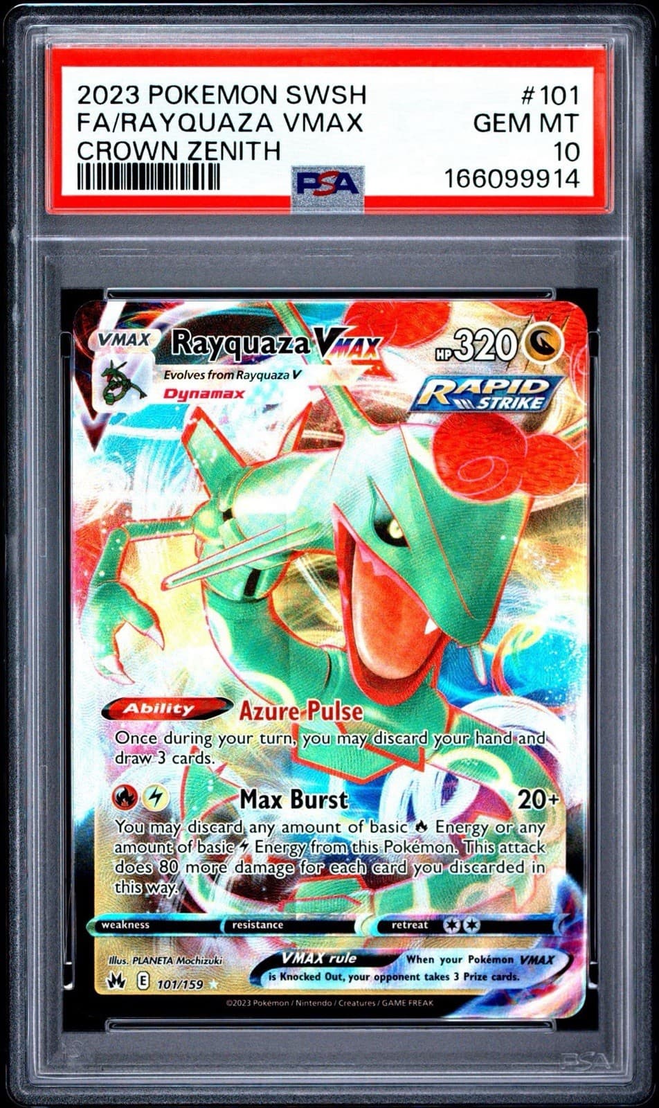 Rayquaza VMAX #101 Pokémon TCG Crown Zenith Full Art Ultra Rare PSA 10