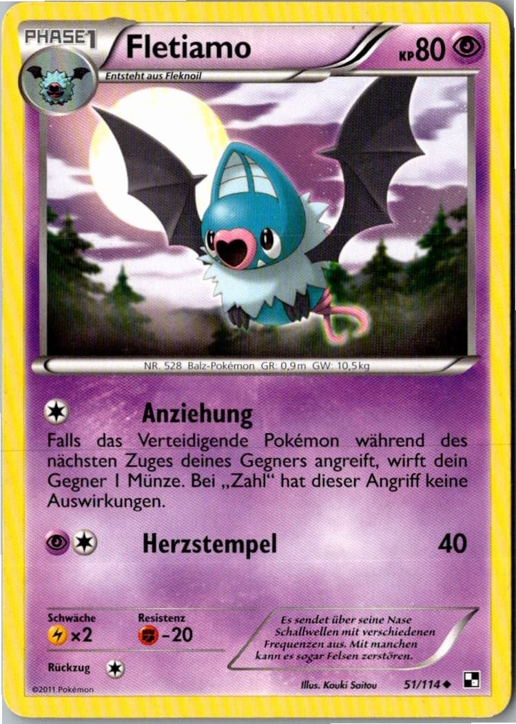 Pokemon Fletiamo 51/114 Schwarz & Weiß Deutsch