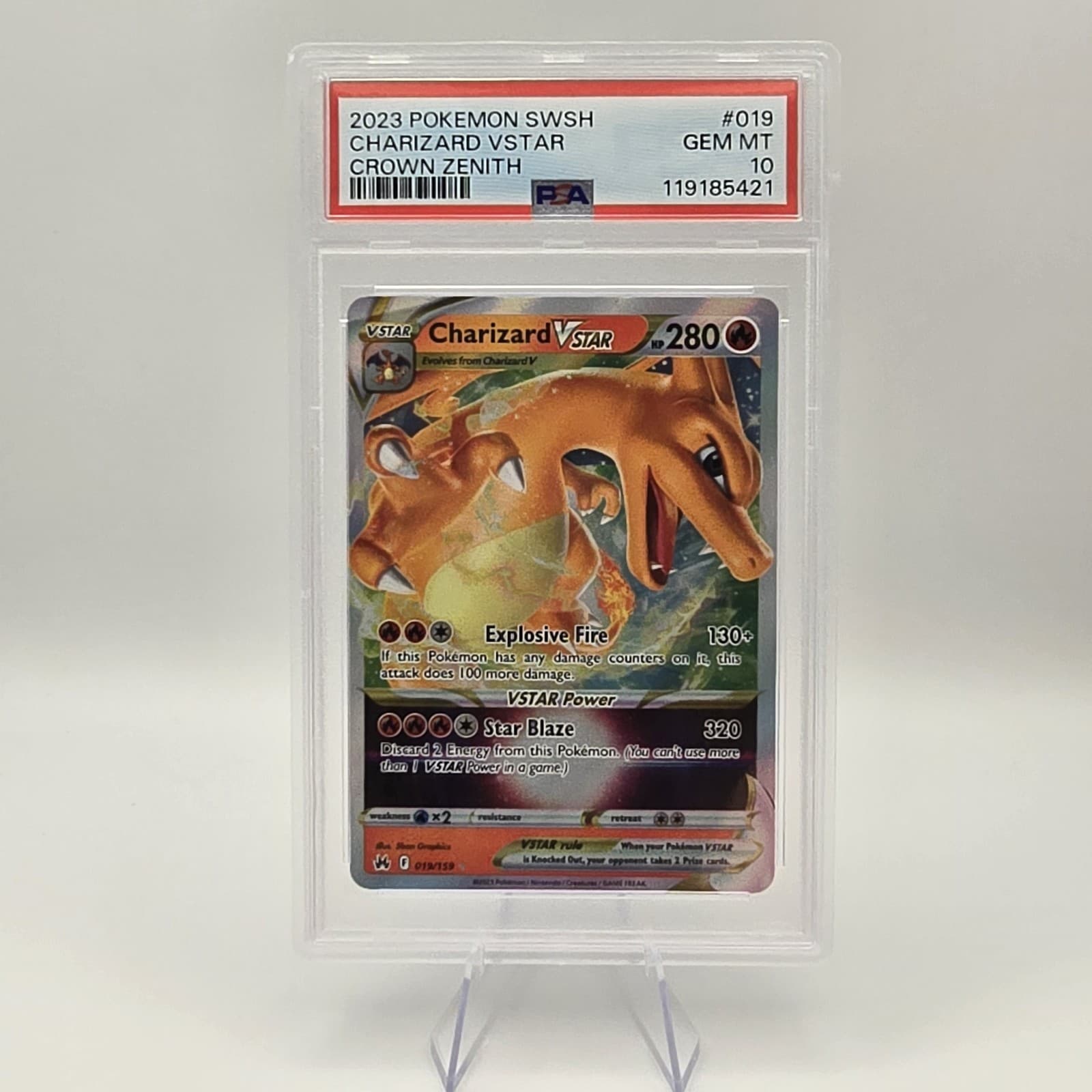 2023 POKEMON SWORD & SHIELD CROWN ZENITH #019 CHARIZARD VSTAR PSA 10