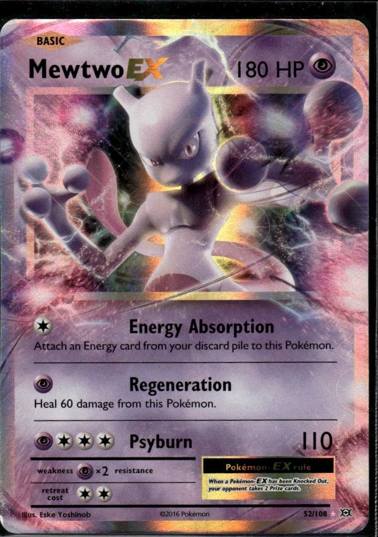 Mewtwo EX Ultra Rare XY Evolutions 52/108 Psychic Holo Pokemon Card