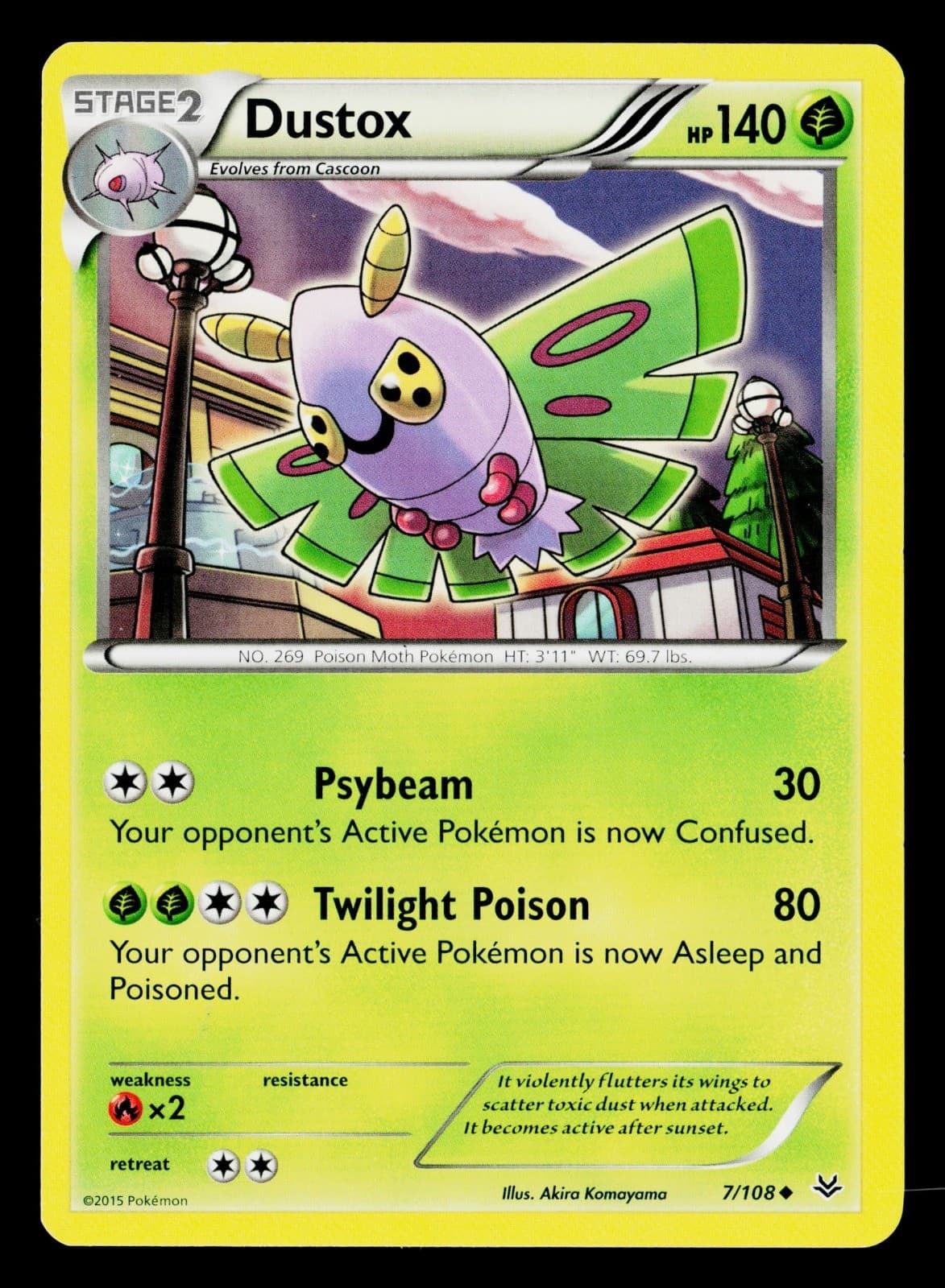 Pokemon TCG Dustox (7) Grass Uncommon XY - Roaring Skies 7/108 LP