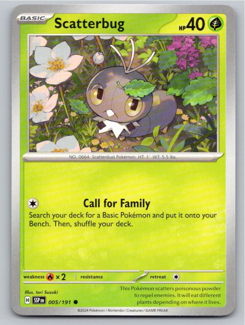 2024 POKEMON SCATTERBUG SURGING SPARKS 005/191 C NM A55684 FREE S&H