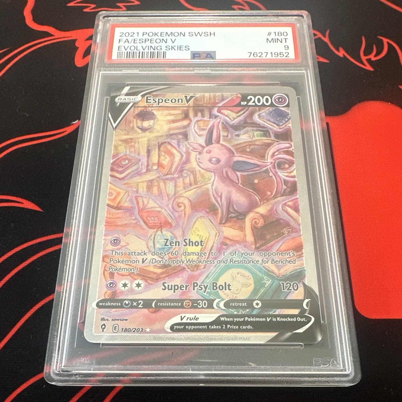 Pokemon Espeon V Alternate Full Art Holo 180/203 Evolving Skies 2021 PSA 9
