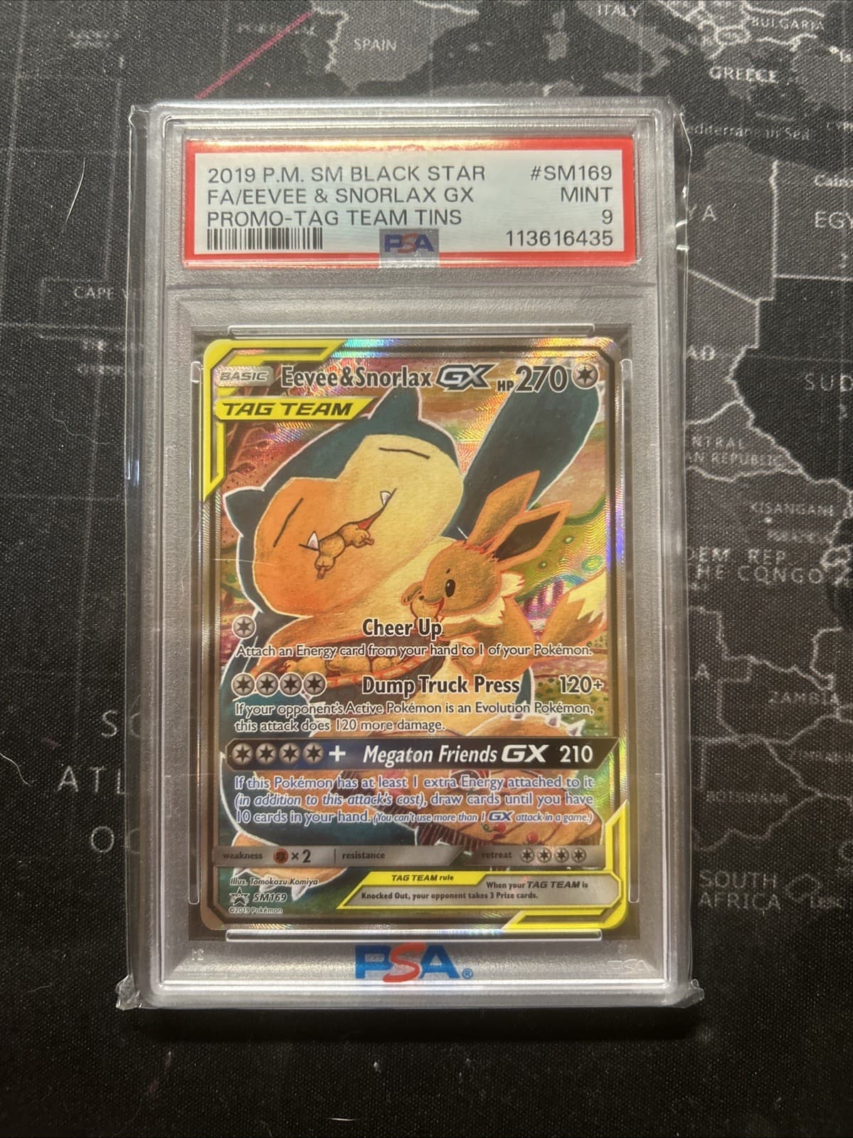 Pokemon Eevee & Snorlax GX #SM169 Promo Tag Team PSA 9