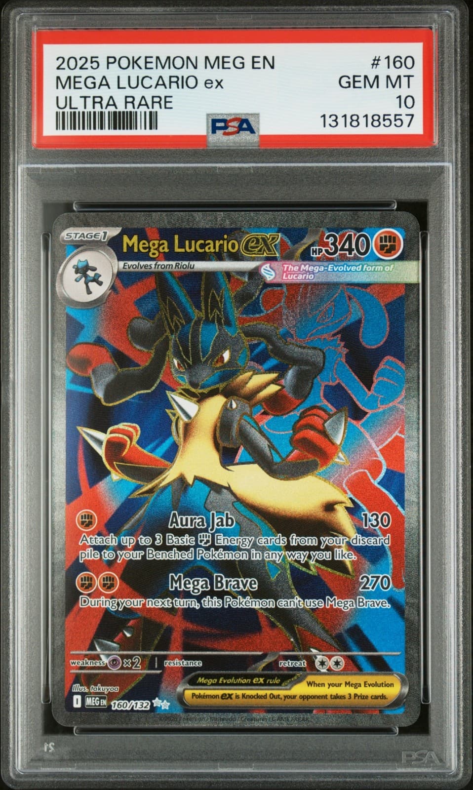 Pokemon TCG Mega Lucario ex 160/132 Mega Evolutions Ultra Rare PSA 10